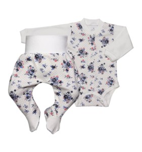 Komplet dla niemowlaka body i połśpiochy - kwiaty
