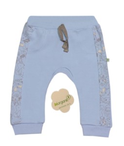 Spodnie dresowe niemowlęce Biorganic niebieskie - Leśne zwierzątka