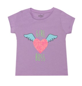 Koszulka dziewczęca krótki rękaw fioletowa 1-4 lat - Girl Boss