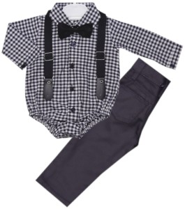 Komplet wizytowy chłopięcy mucha szelki - kratka