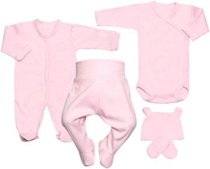 Wyprawka niemowlęca - prążki różowe