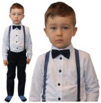 Elegancki wizytowy komplet dla chłopca 1-4 lat - Granatowe wzorki