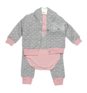 Komplet DRESOWY bluza body spodnie - misio różowy