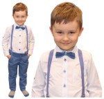 Elegancki komplet wizytowy dla chłopca 5-8 lat - Niebieskie wzorki