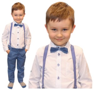 Elegancki komplet wizytowy dla chłopca 5-8 lat - Niebieskie wzorki