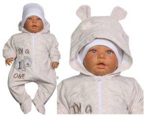 Kombinezon niemowlęcy PAJAC z uszkami - beżowy