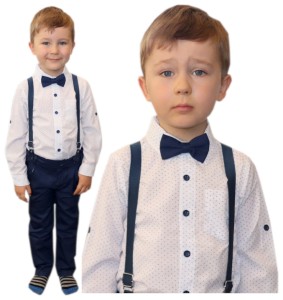 Komplet WIZYTOWY chłopięcy 1-4 - niebieskie wzory