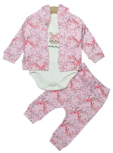 Dresik bawełniany komplet niemowlęcy - Króliczki