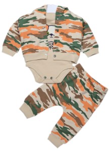 Komplet DRESOWY bluza + spodnie + body - zielone moro