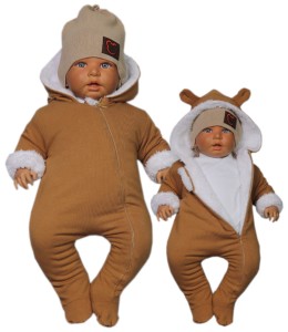 Kombinezon pajac na futerku - Brązowy