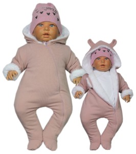 Kombinezon pajac na futerku - Pudrowy róż