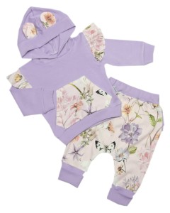 Komplet dresowy dla dziewczynki 68-80 fioletowy - Kwiaty 