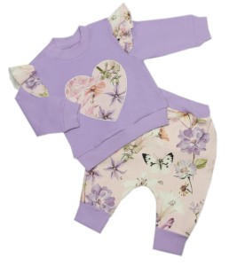 Dresik niemowlęcy dla dziewczynki 68-80 fioletowy - Serduszko 