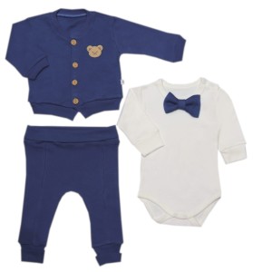 Komplet niemowlęcy elegancki 62-74 granatowy - Misio
