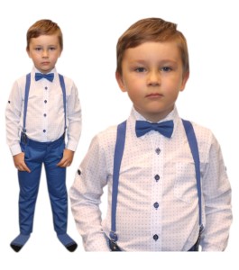 Komplet elegancki wizytowy 3-9 lat - Niebieskie wzorki