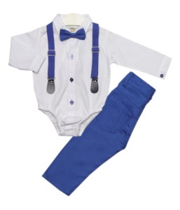 Komplet elegancki 4 częściowy 68-92 cm - Niebieskie wzorki