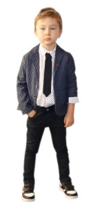 Komplet elegancki 4 części 92-110 cm - Granatowa Krata