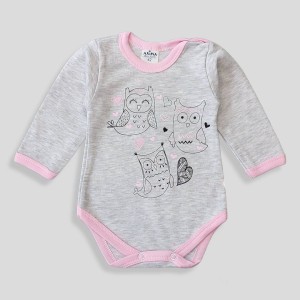 Body szare z długim rękawem 56-86  - Sówki 
