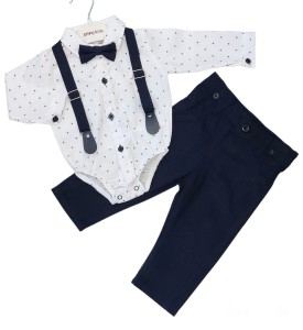 Komplet elegancki 4 częściowy 68-92 - Granatowe wzorki