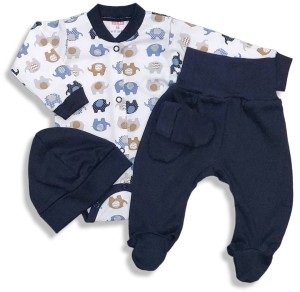 Wyprawka niemowlęca 4 częściowa - Słoniki