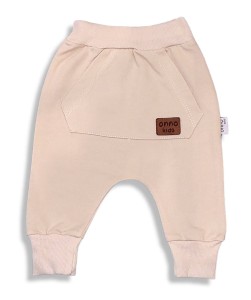 Spodnie dresowe bawełniane dla niemowlaka  62-80 pumpy - Beżowe