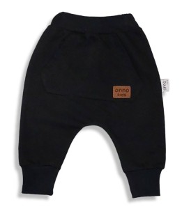 Spodnie dresowe bawełniane dla niemowlaka 62-80 pumpy - Czarne