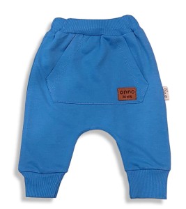 Spodnie dresowe bawełniane dla niemowlaka 62-80 pumpy - Niebieskie