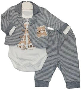 Komplet elegancki body spodnie i marynarka 62-74cm - Miś 