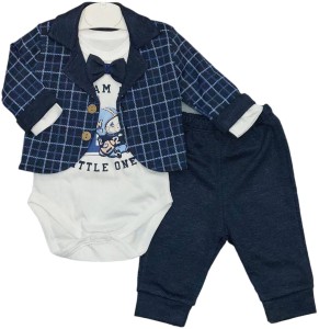 Komplet elegancki body spodnie i marynarka 62-74cm - Litlle One Granatowy