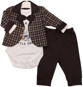 Komplet elegancki body spodnie z marynarka 62-74cm - Litlle One Brązowy
