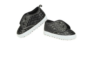 Buciki niemowlęce czarne na rzepy - imitacja skóry