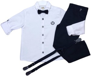 Komplet elegancki wizytowy 110-128cm - Biała koszula