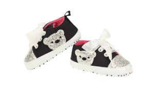 Buciki dla dziewczynki sportowe czarne -  brokatowy miś