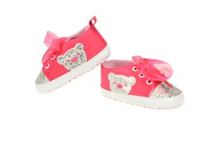 Buciki dla dziewczynki sportowe różowe -  brokatowy miś