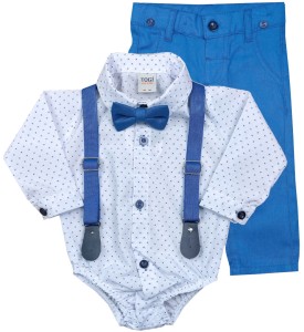 Wizytowy komplet niemowlęcy 68-92cm - Niebieskie wzorki 