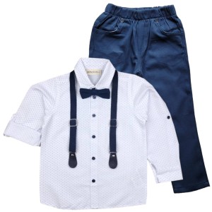 Komplet elegancki dla chłopca 92-110 cm - Jasny granat