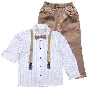 Komplet elegancki dla chłopca 92-110 cm - Beżowy