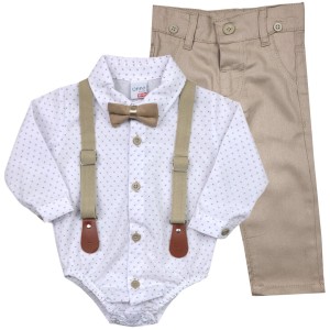 Elegancki komplet dla niemowlaka 68-80cm - Beżowy 