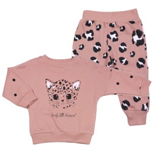 Dres niemowlęcy dla dziewczynki pudrowy róż - Leopard