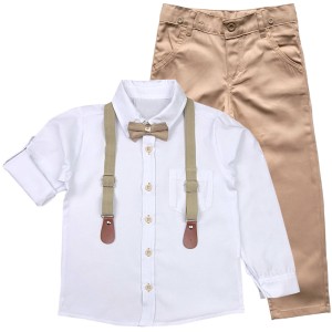 Komplet wizytowy 4 częściowy 110-128 cm - Biało/Beżowy