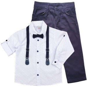 Komplet elegancki na uroczystość  2-9 lat  - Granatowy Trójkąty 