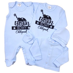 Wyprawka 5 częściowa dla noworodka niebieska - Bombowy chłopak