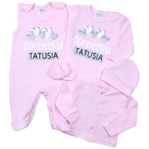 Wyprawka 5 częściowa dla niemowlaka 56-62 cm różowa - Córeczka Tatusia 