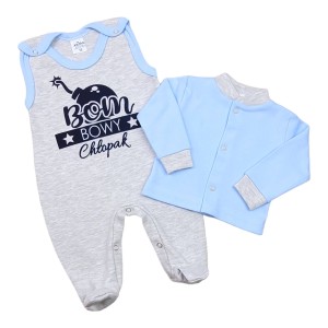 Komplet wyprawka śpioch z kaftanem 56-62cm - Bombowy chłopak