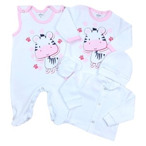 Komplecik wyprawkowy dla noworodka biały - Zebra