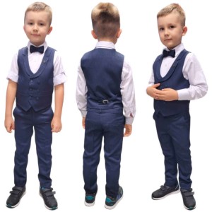  Garnitur elegancki z kamizelką 5-12 lat - Granat