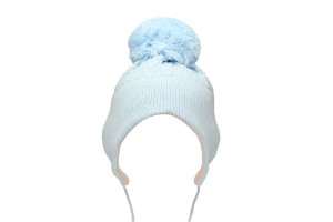 Czapka  niemowlęca z pomponem - niebieska 