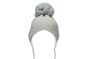 Czapka dla niemowlaka z pomponem - szara