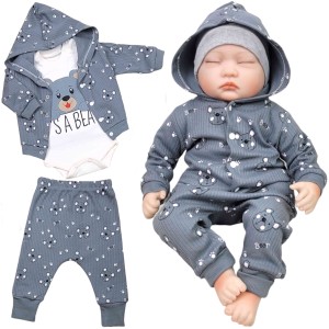 Komplet niemowlęcy 3 częściowy 62/74 cm - Szary Miś 