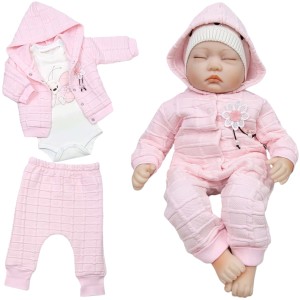 Komplet niemowlęcy 3 częściowy dla dziewczynki 62/74 cm - Różowy Motylek